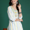 Dhiyona IE Striped Thread Work Pure Cotton Kurta with Trousers