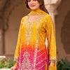 Indyancart IE Floral Embroidered Zari Straight Kurta With Palazzos And Dupatta