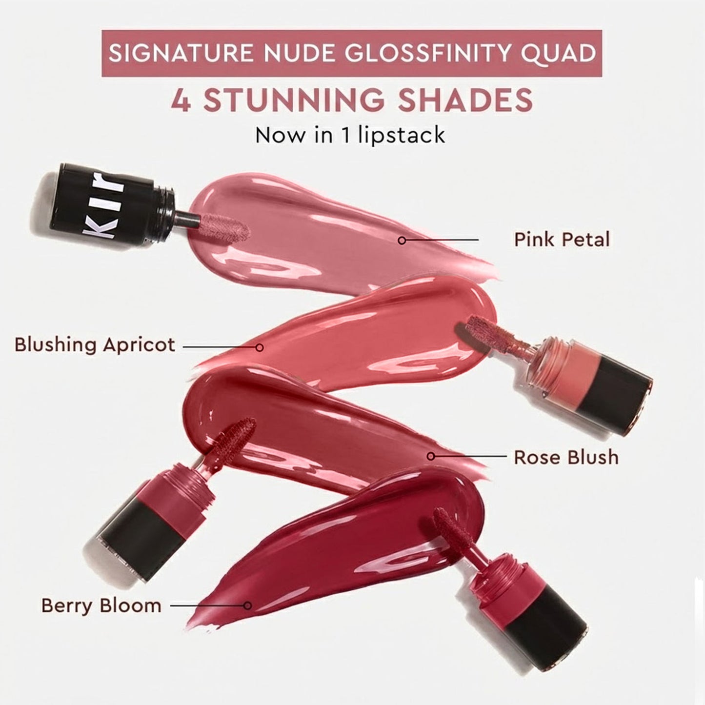 KIRO Four Play Glossfinity Liquid Lipstick - Signature Nude Pink Quad