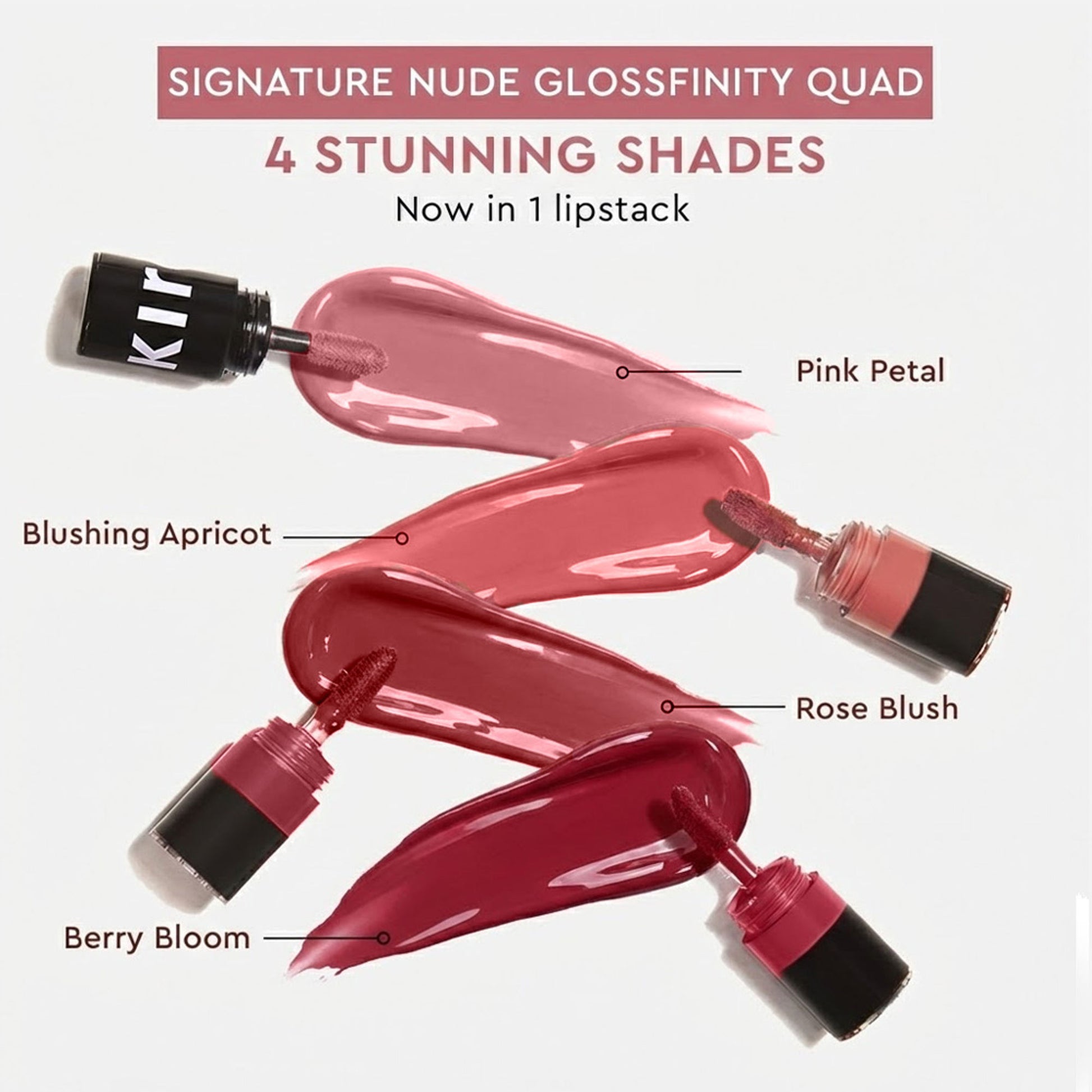 KIRO Four Play Glossfinity Liquid Lipstick - Signature Nude Pink Quad