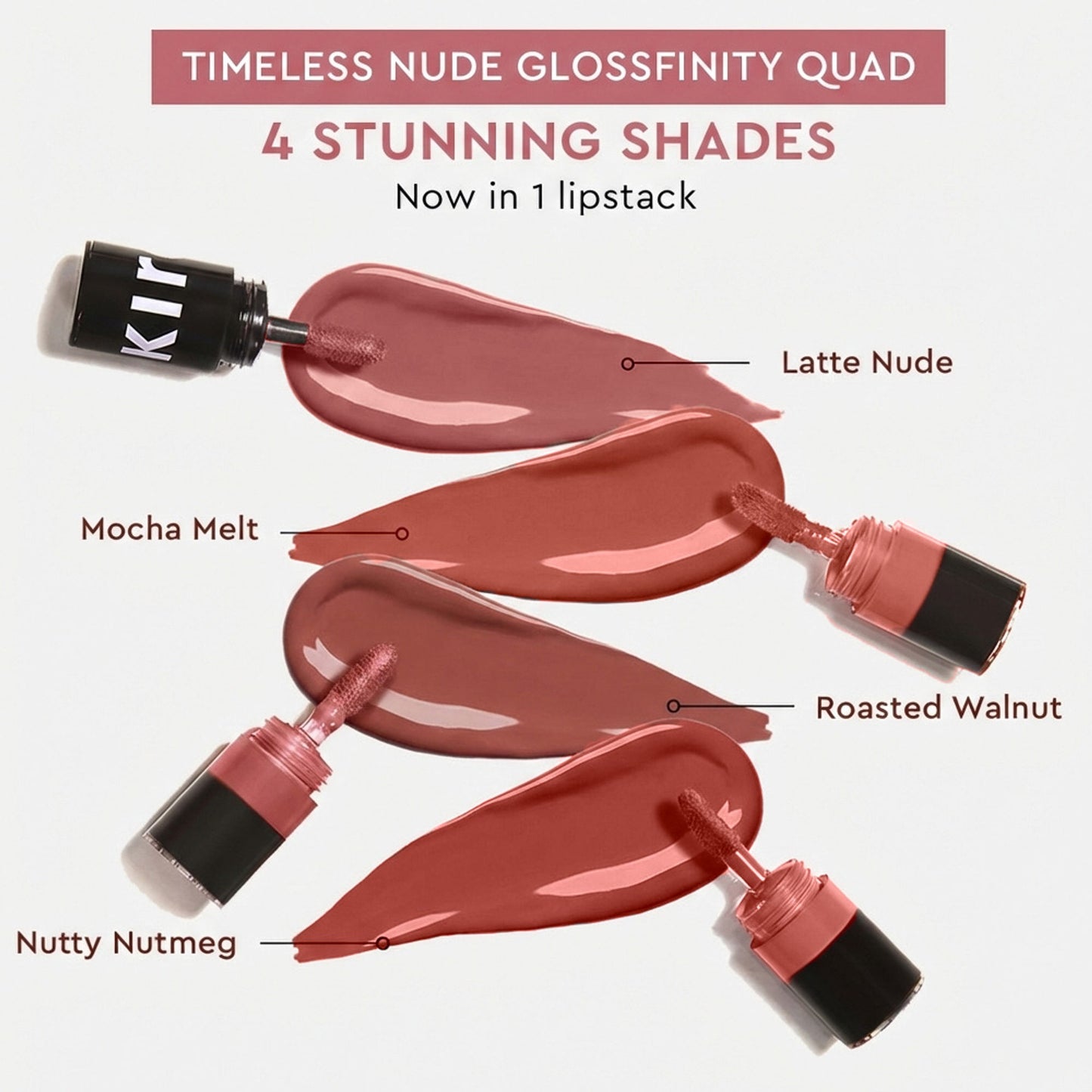 KIRO Four Play Glossfinity Liquid Lipstick - Timeless Nude Brown Quad