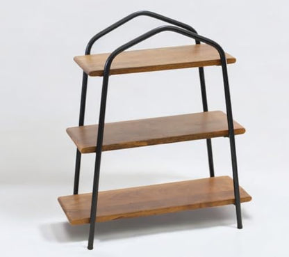 Vesta Homes 3-Tier Wooden Storage Rack for Kitchen, Bathroom | Countertop Organizer Shelf with Mango Wood & Iron Shelves | 51 x 18 x 44.5 cm