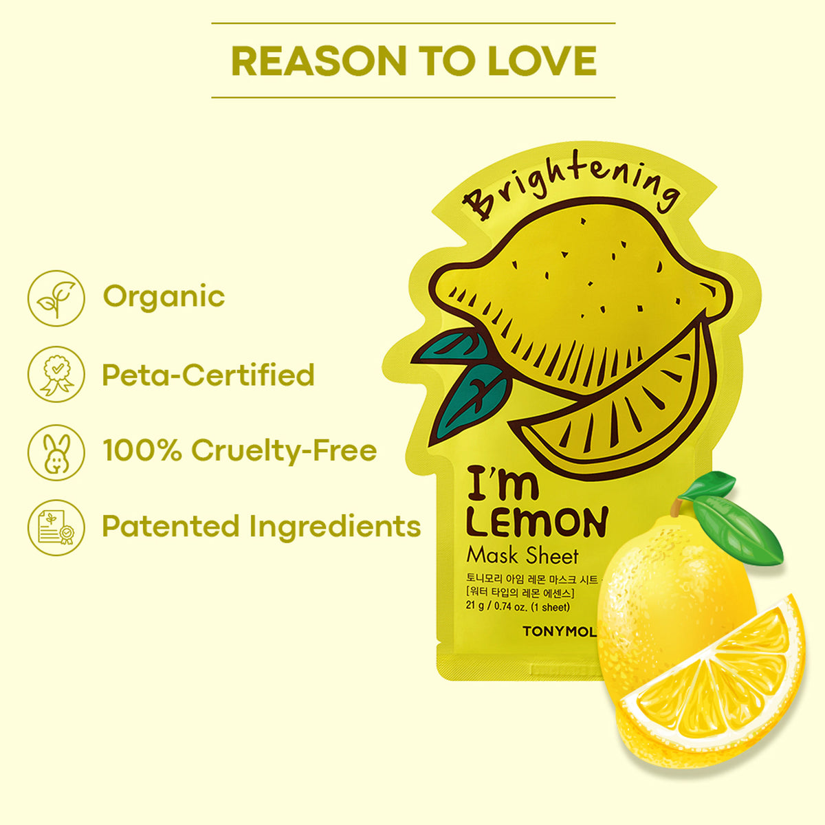 TONYMOLY Korean I'm Face Sheet Mask - Lemon