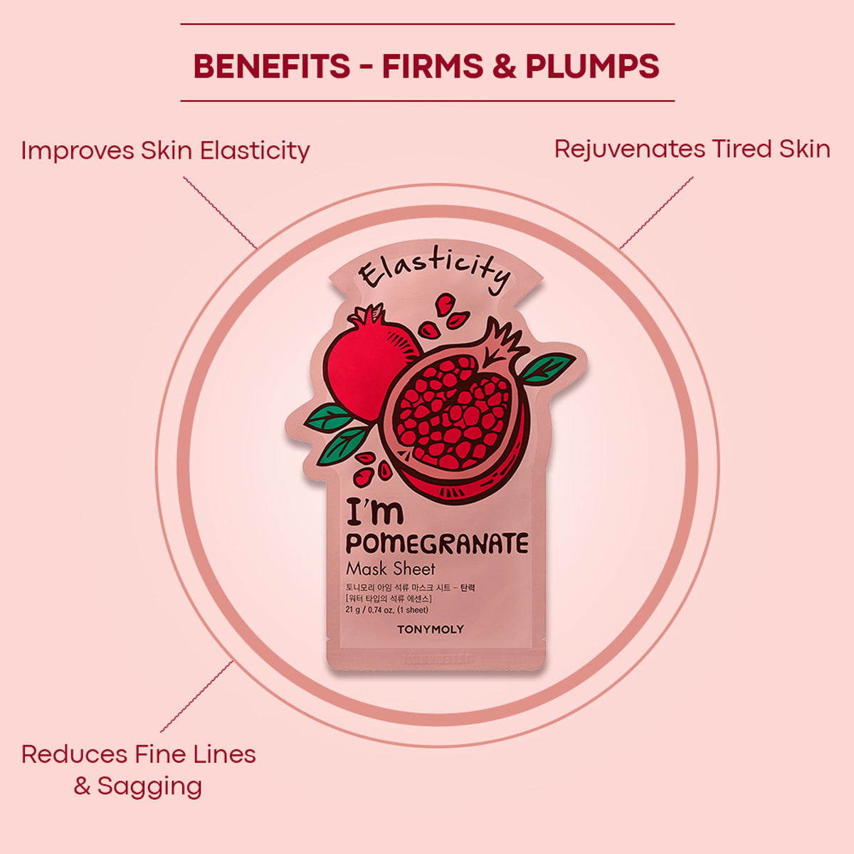 TONYMOLY Korean I'm Face Sheet Mask - Pomegranate