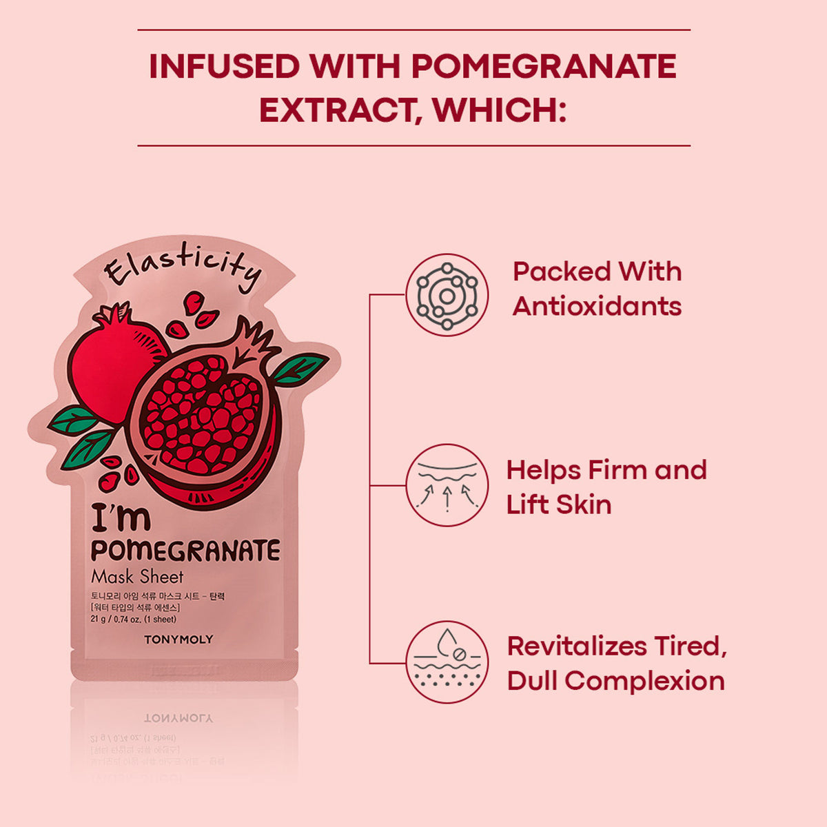 TONYMOLY Korean I'm Face Sheet Mask - Pomegranate