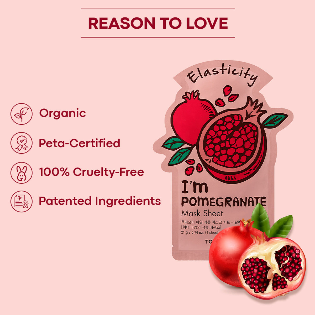 TONYMOLY Korean I'm Face Sheet Mask - Pomegranate