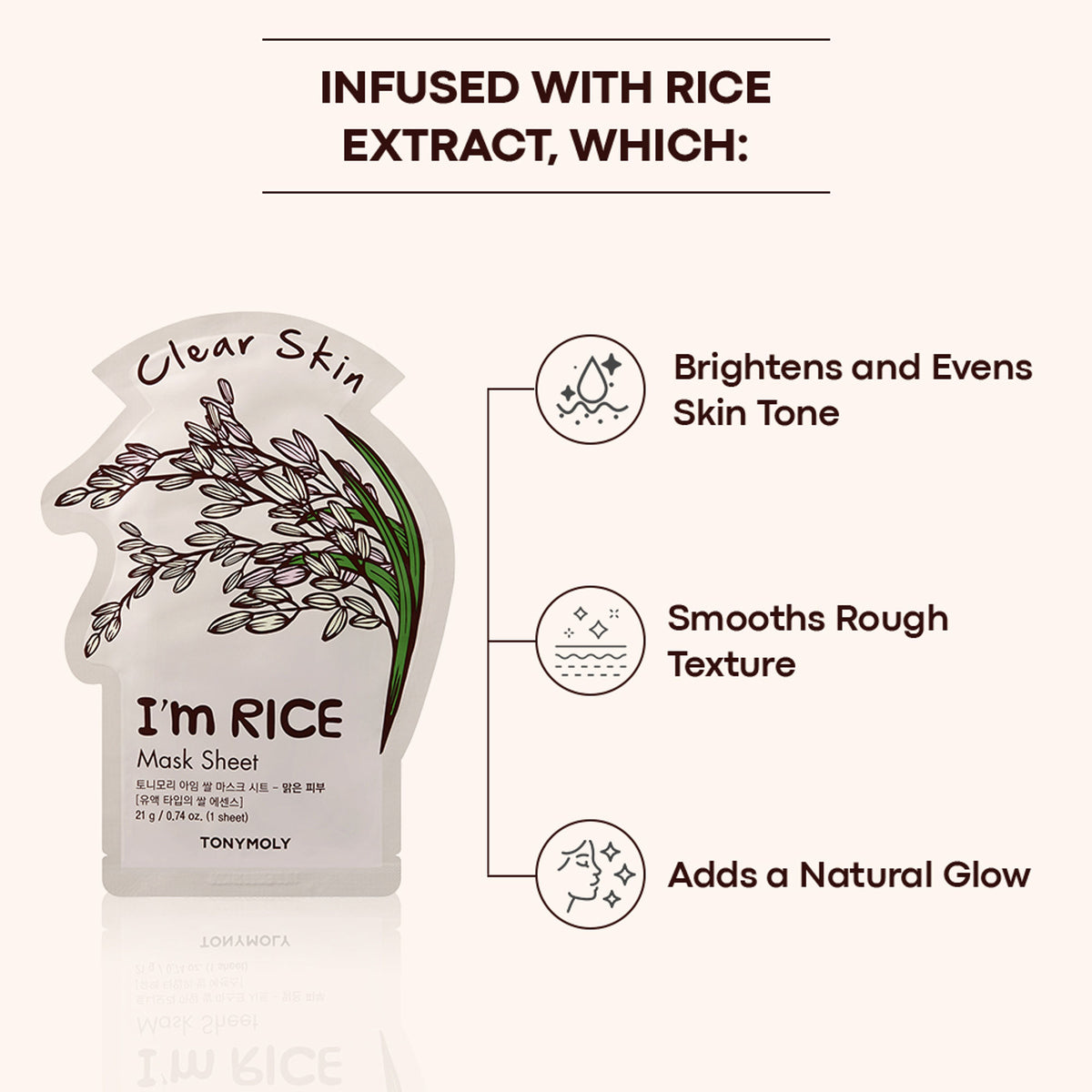 TONYMOLY Korean I'm Face Sheet Mask - Rice