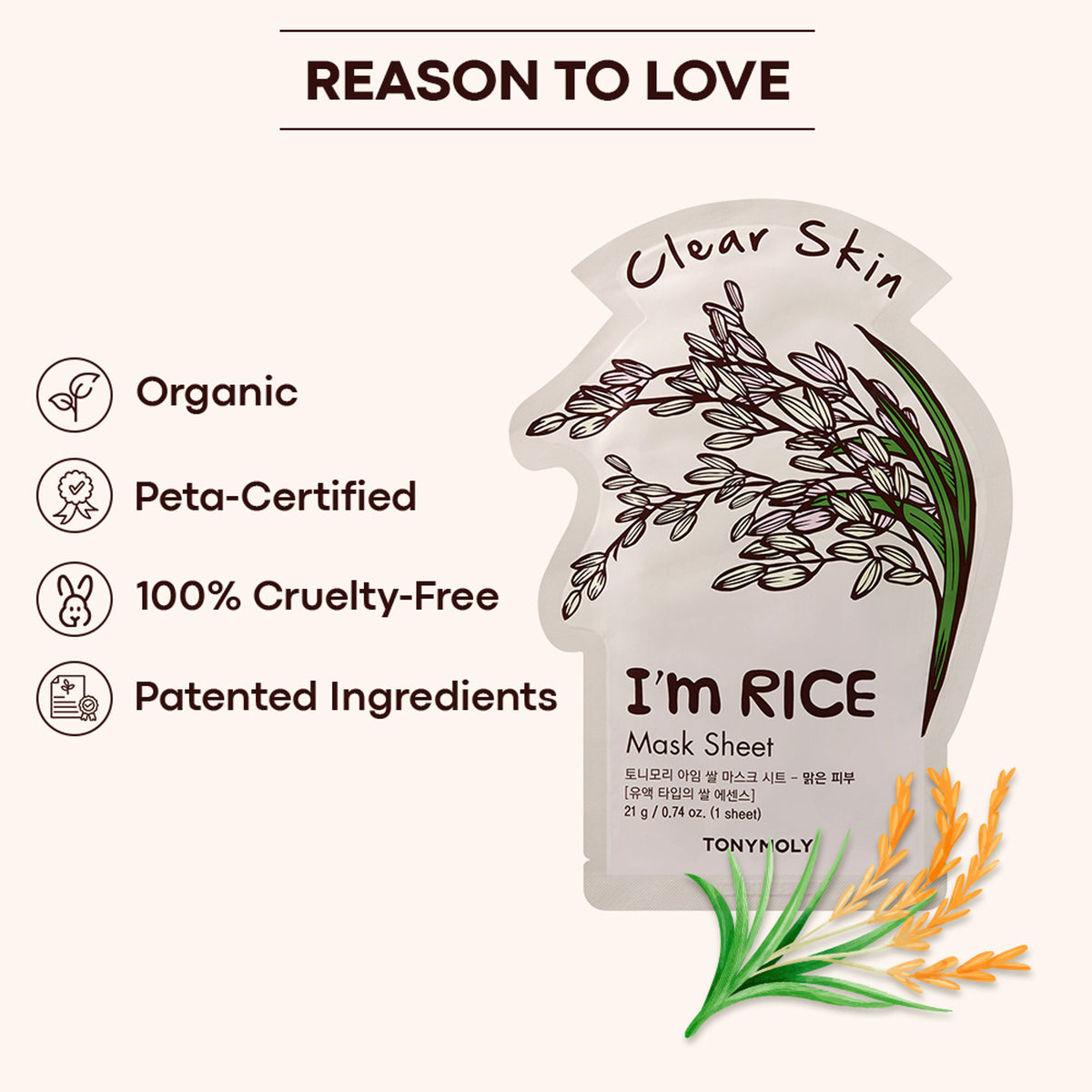 TONYMOLY Korean I'm Face Sheet Mask - Rice