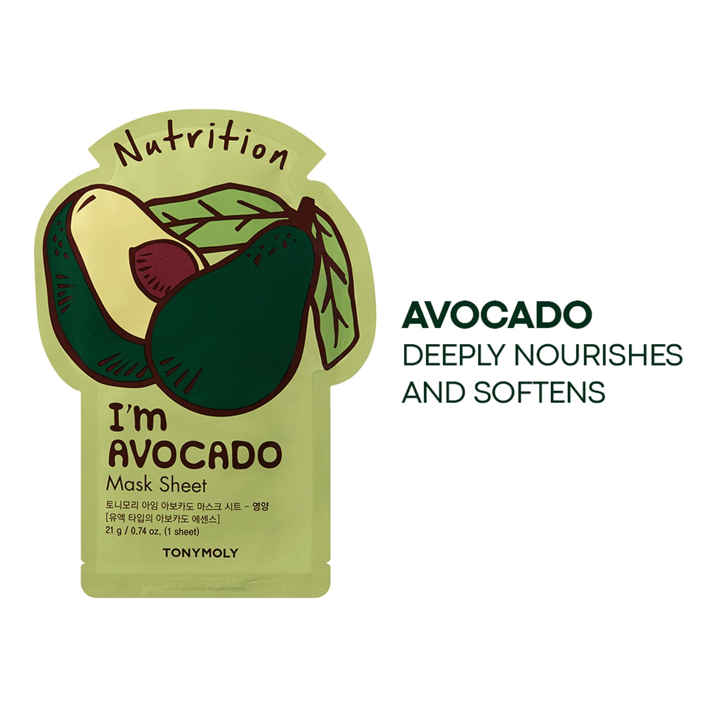 TONYMOLY Korean I'm Face Sheet Mask - Avocado