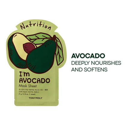 TONYMOLY Korean I'm Face Sheet Mask - Avocado