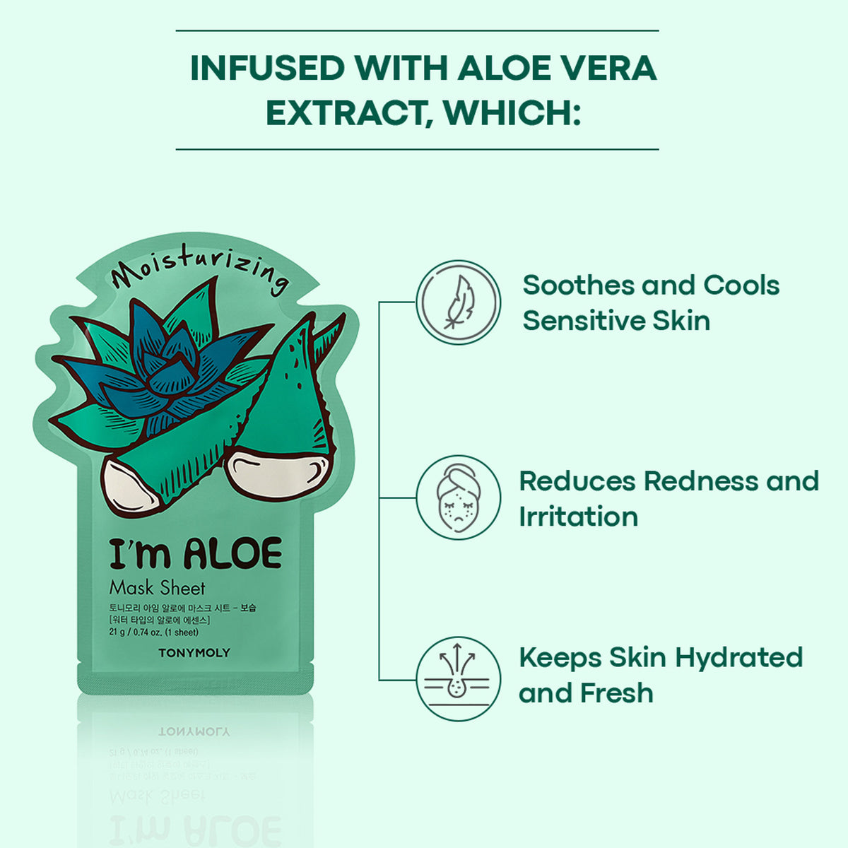 TONYMOLY Korean I'm Face Sheet Mask - Aloe