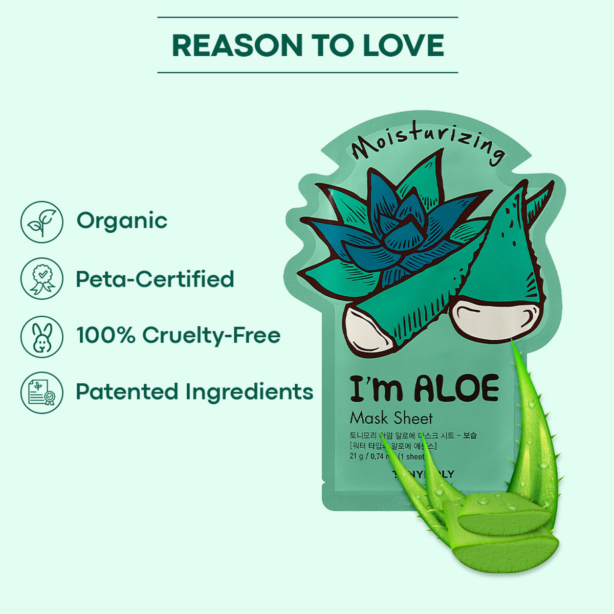 TONYMOLY Korean I'm Face Sheet Mask - Aloe