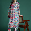 Dhiyona IE Women Printed Panelled Pure Cotton Kurta with Trousers