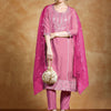 Dhiyona VA Women'sFloral Embroidered Regular Round Neck Straight Kurta With Trousers & Dupatta