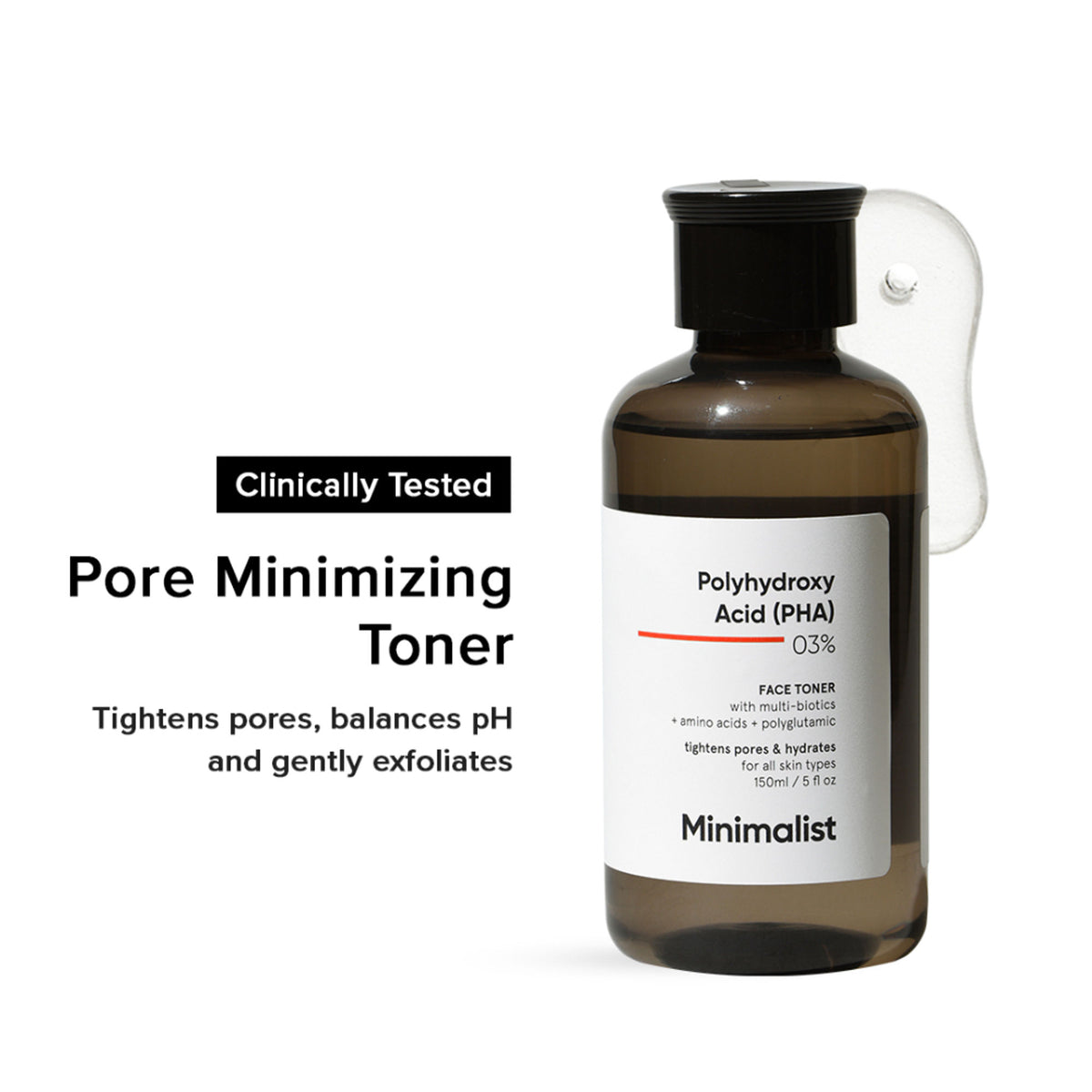 Minimalist 3% Polyhydroxy PHA Face Toner With Multi Biotics For Minimizing Pore Size & Hydrating Skin