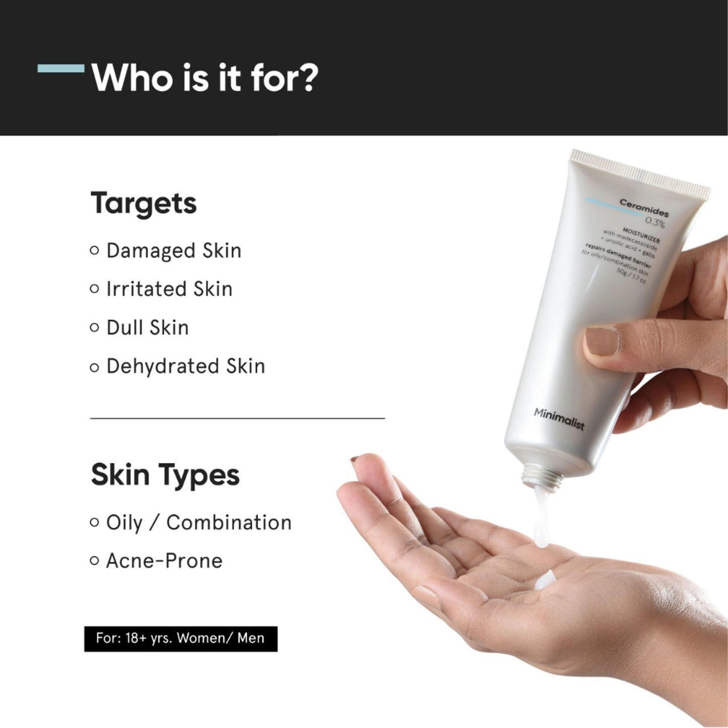 Minimalist 0.3% Ceramide Barrier Repair Moisturizing Cream For Oily Skin