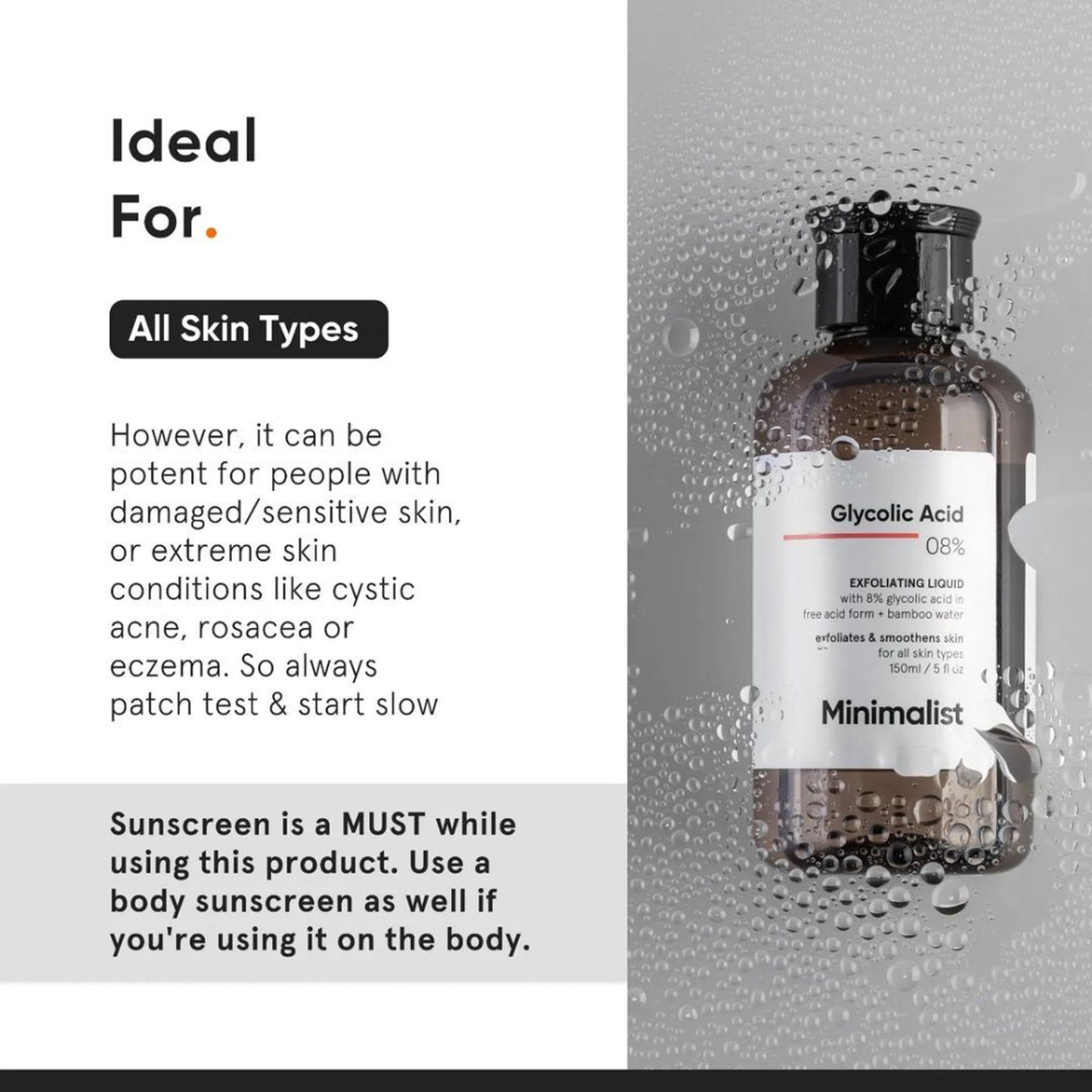Minimalist 8% Glycolic Acid Toner For Exfoliates Smoothes Skin