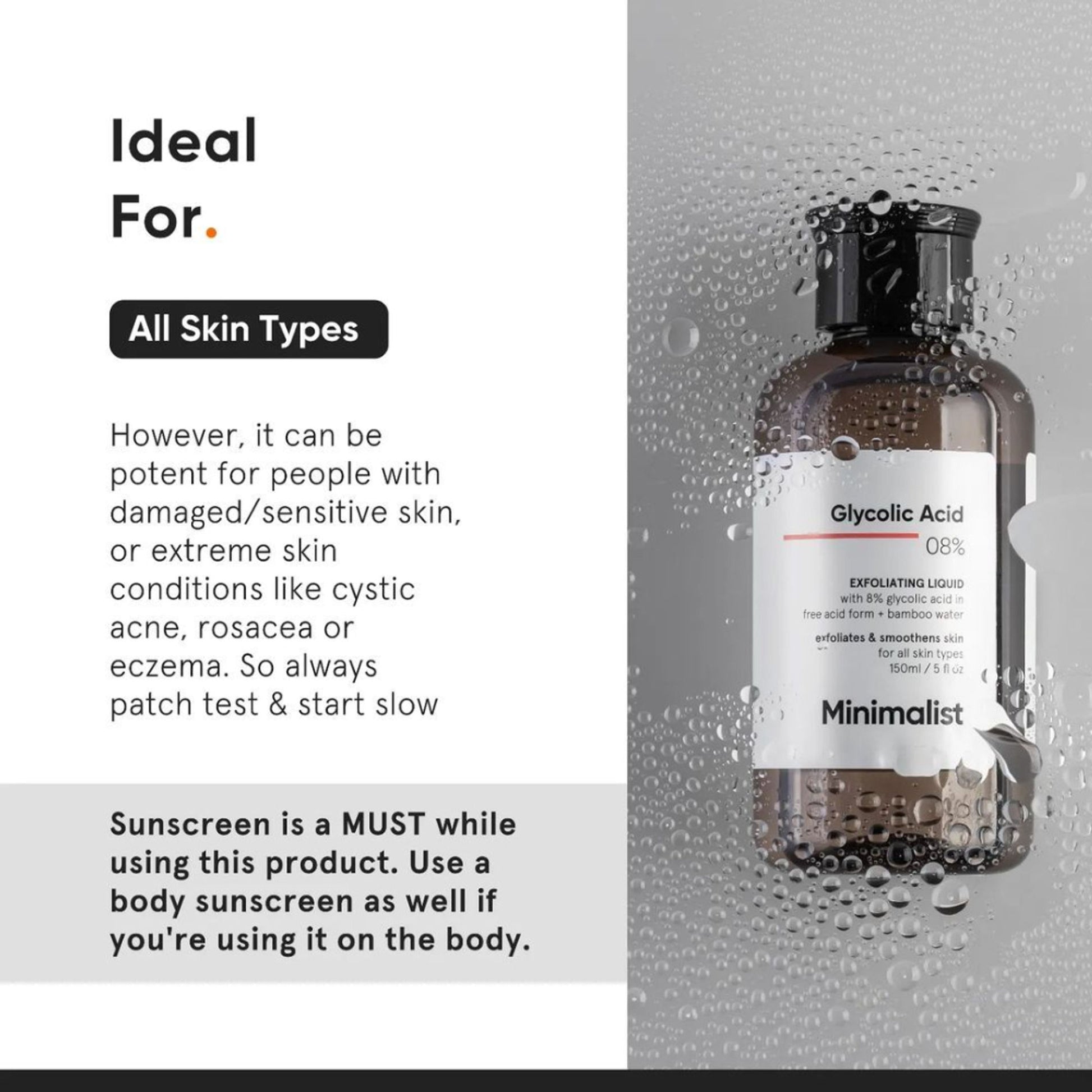 Minimalist 8% Glycolic Acid Toner For Exfoliates Smoothes Skin