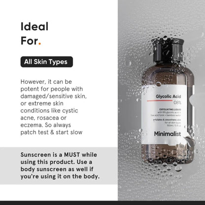 Minimalist 8% Glycolic Acid Toner For Exfoliates Smoothes Skin