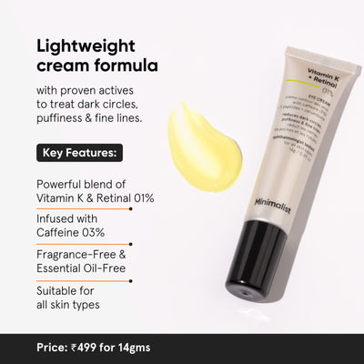 Minimalist Vitamin K + Retinal 01% Under Eye Cream With Caffeine 03% For Dark Circle & Puffiness