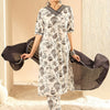 Dhiyona IE Women Printed Regular Mirror Work Pure Cotton Kurta with Trousers & With Dupatta