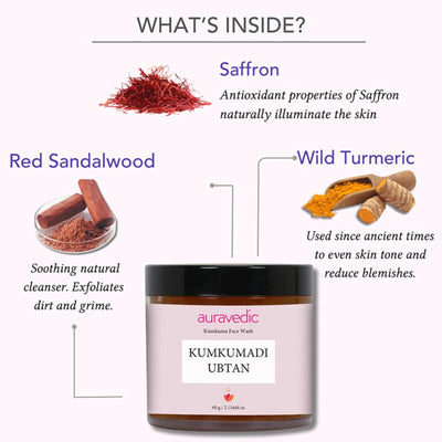 Auravedic Kumkumadi Tailam Ubtan Face Wash For Glowing Skin Kumkumadi Oil Ubtan Powder Face Pack