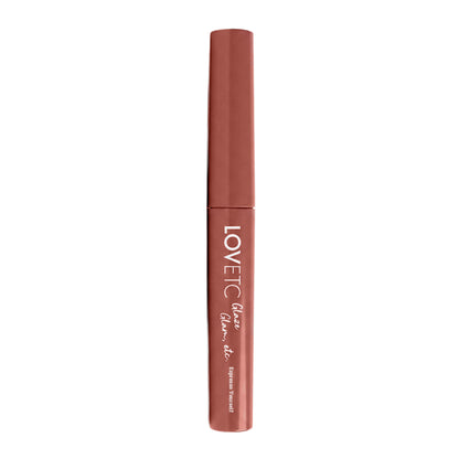 LOVETC Glaze Glam Etc Peptide Lip Conditioner in Espresso Yourself, showing smooth, glossy lips with a hint of espresso color.