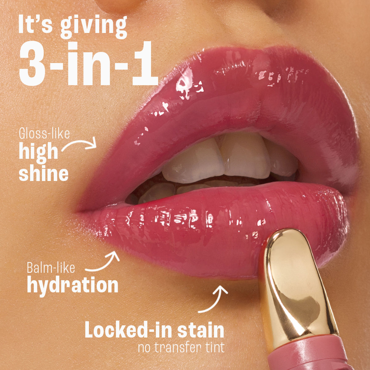 Lakme 9to5 Hya Beach Edit Lip Gloss Stain in Rosy Sunday, hydrating, long-lasting tint with SPF 15, natural rosy lip look.
