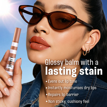 Lakme 9to5 Hya Beach Edit Lip Gloss Stain, Hydrating, Lasting Tint, SPF 15 - Caramel Drizzle