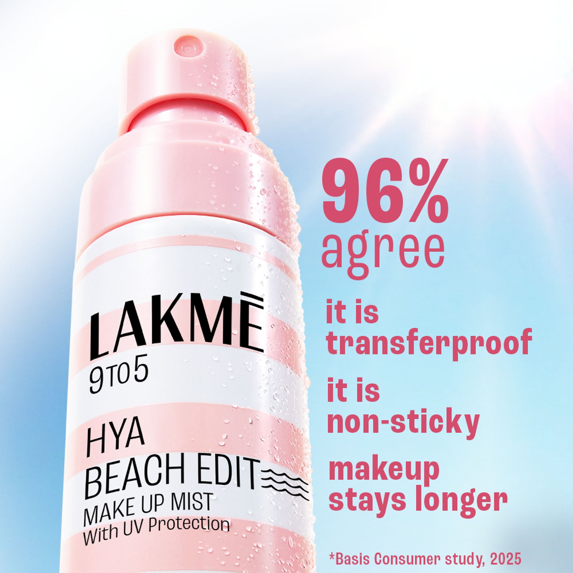 Lakme Hya Beach Edit Makeup Mist with UV Protection, Infused with Hyaluronic Acid, Long lasting