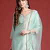 Indyancart IE Embroidered Sequinned Kurta With Trousers & Dupatta