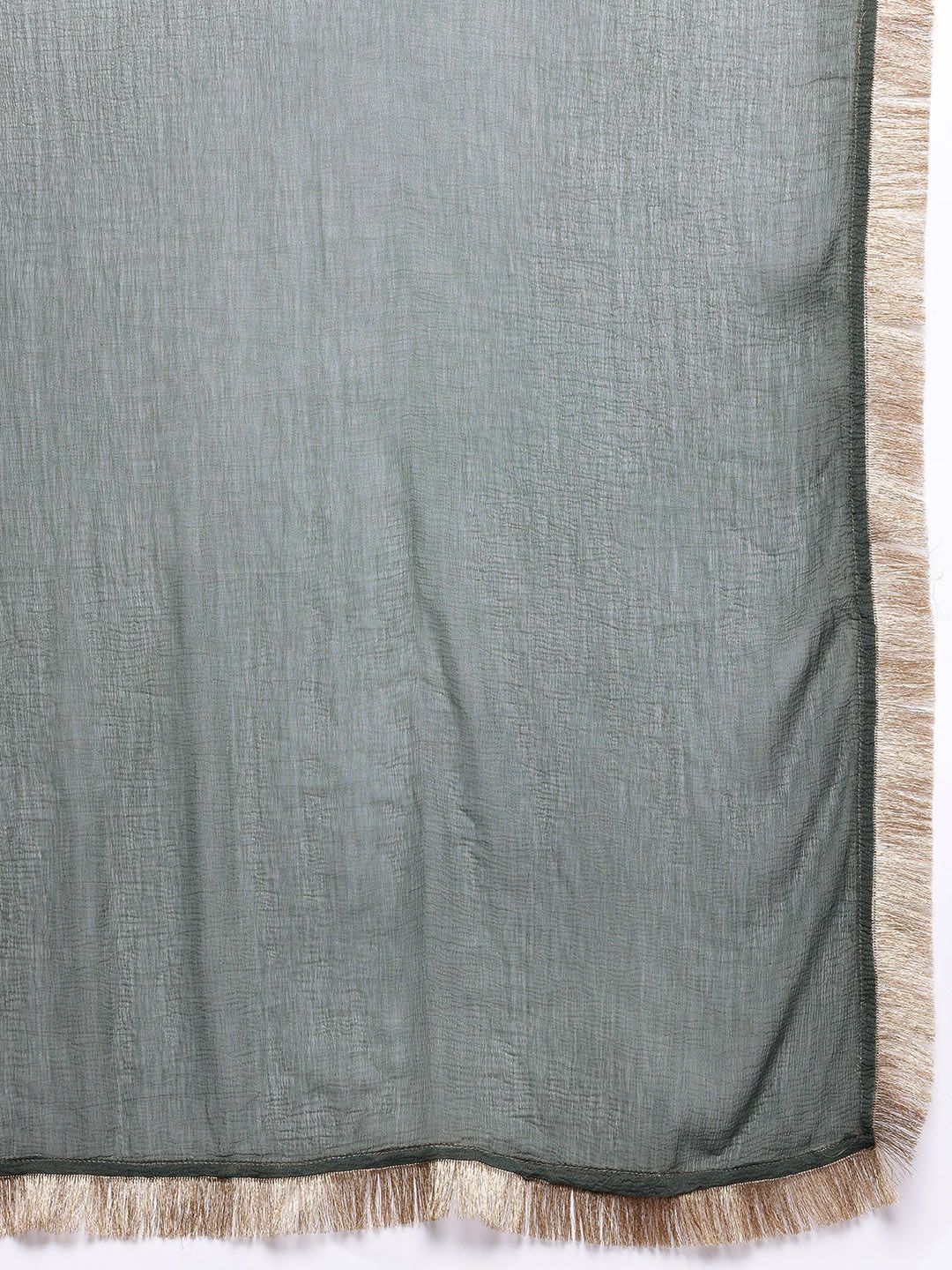 Indyancart VA Ethnic Motifs Embroidered Zari Kurta With Palazzos & Dupatta