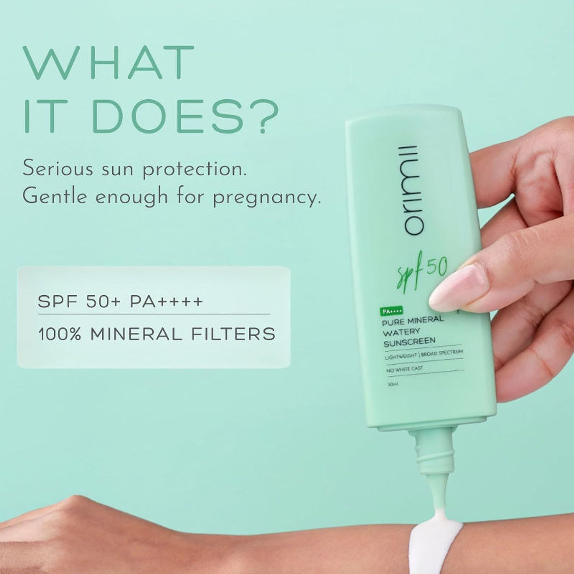 Orimii Mineral Sunscreen SPF 50 Watery Fluid, Zero White Cast, Lightweight & Non-Comedogenic