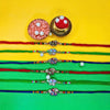 Dhiyona Set Of 6 Beaded Cotton Thread with AD Stones & Meenakari Designer Rakhi for Brother