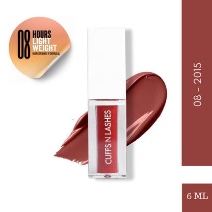 CUFFS N LASHES Matte Liquid Lipstick in shade 08 2015, featuring a sleek applicator and rich, velvety color.