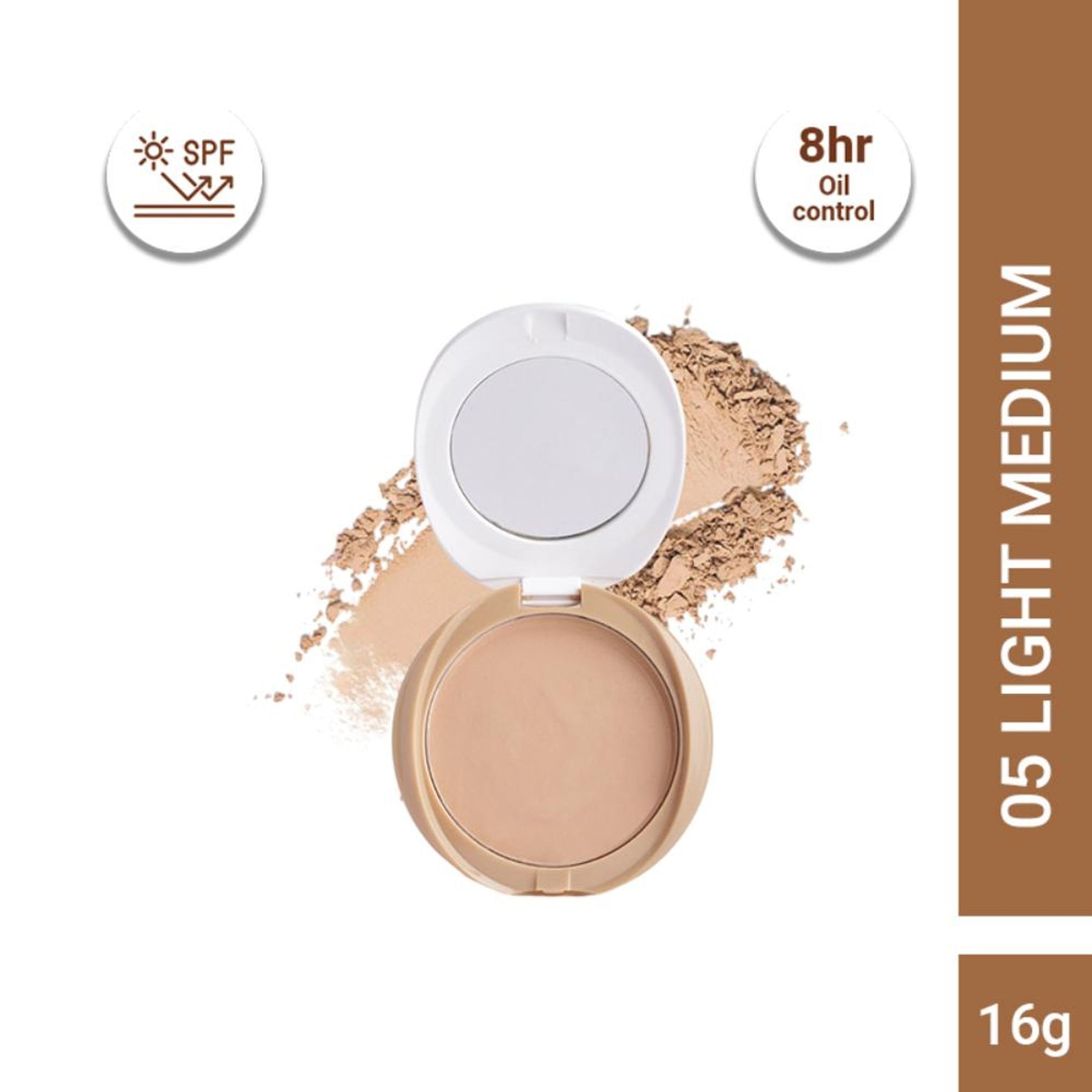 CUFFS N LASHES Perfect Finish Pressed Powder Compact With SPF 15 - 05 Light Medium