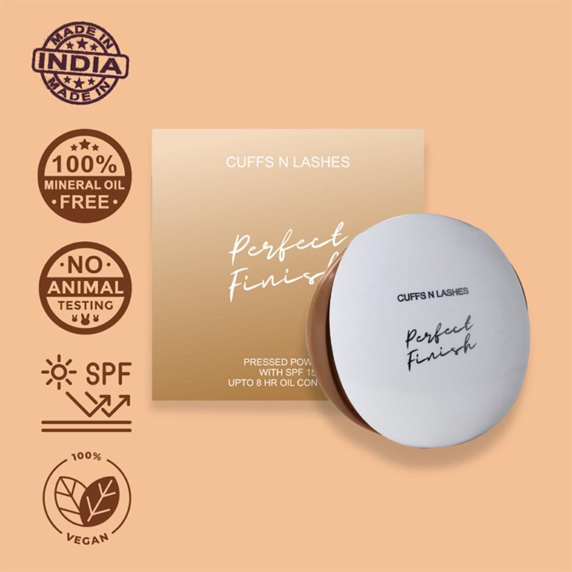 CUFFS N LASHES Perfect Finish Pressed Powder Compact With SPF 15 - 05 Light Medium