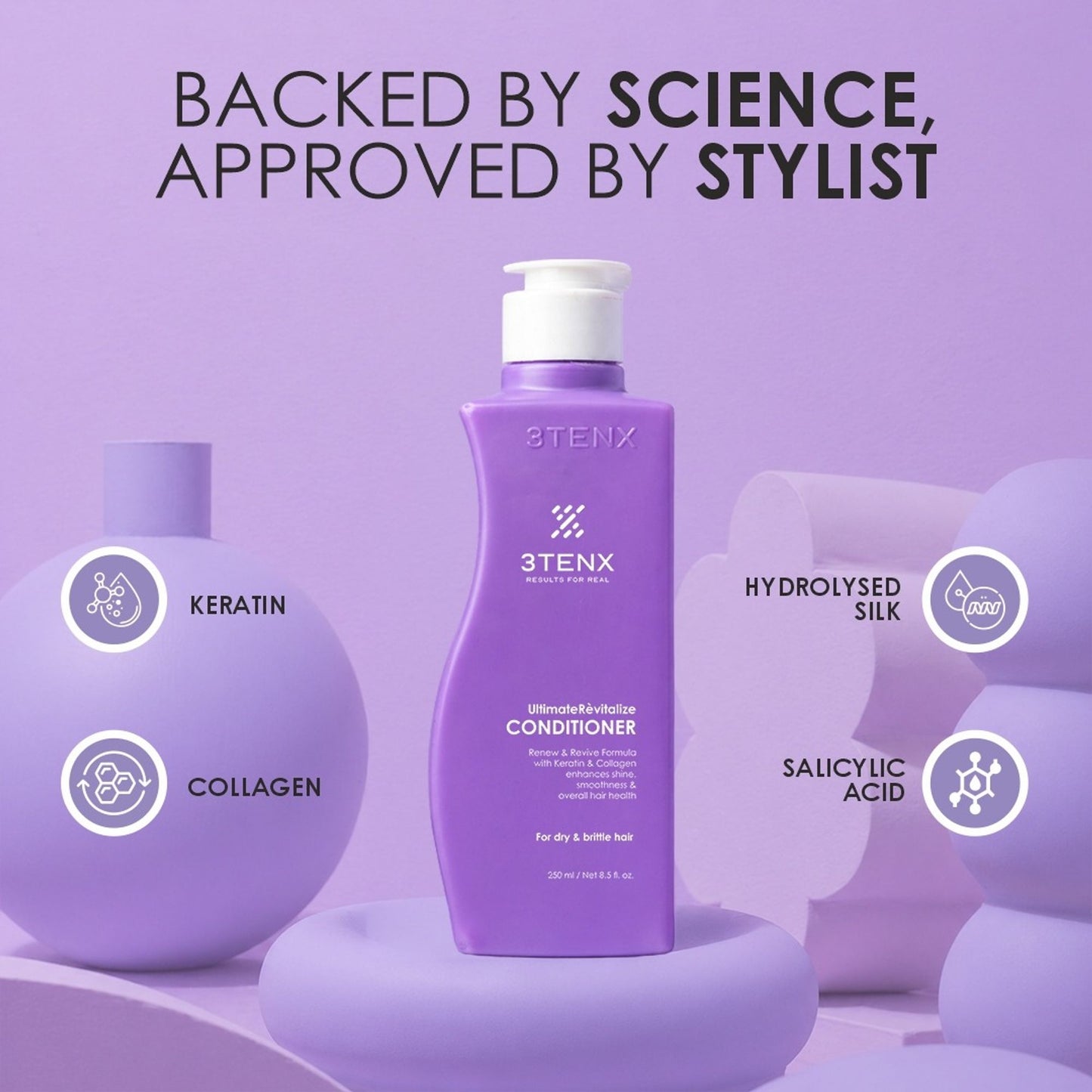 3TENX UltimateRevitalize Keratin Conditioner for Damaged & Frizzy Hair