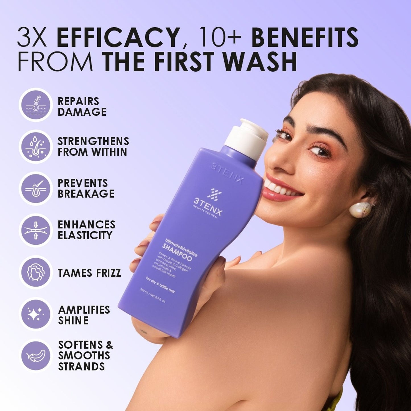 3TENX UltimateRevitalize Keratin Shampoo for Damaged & Frizzy Hair