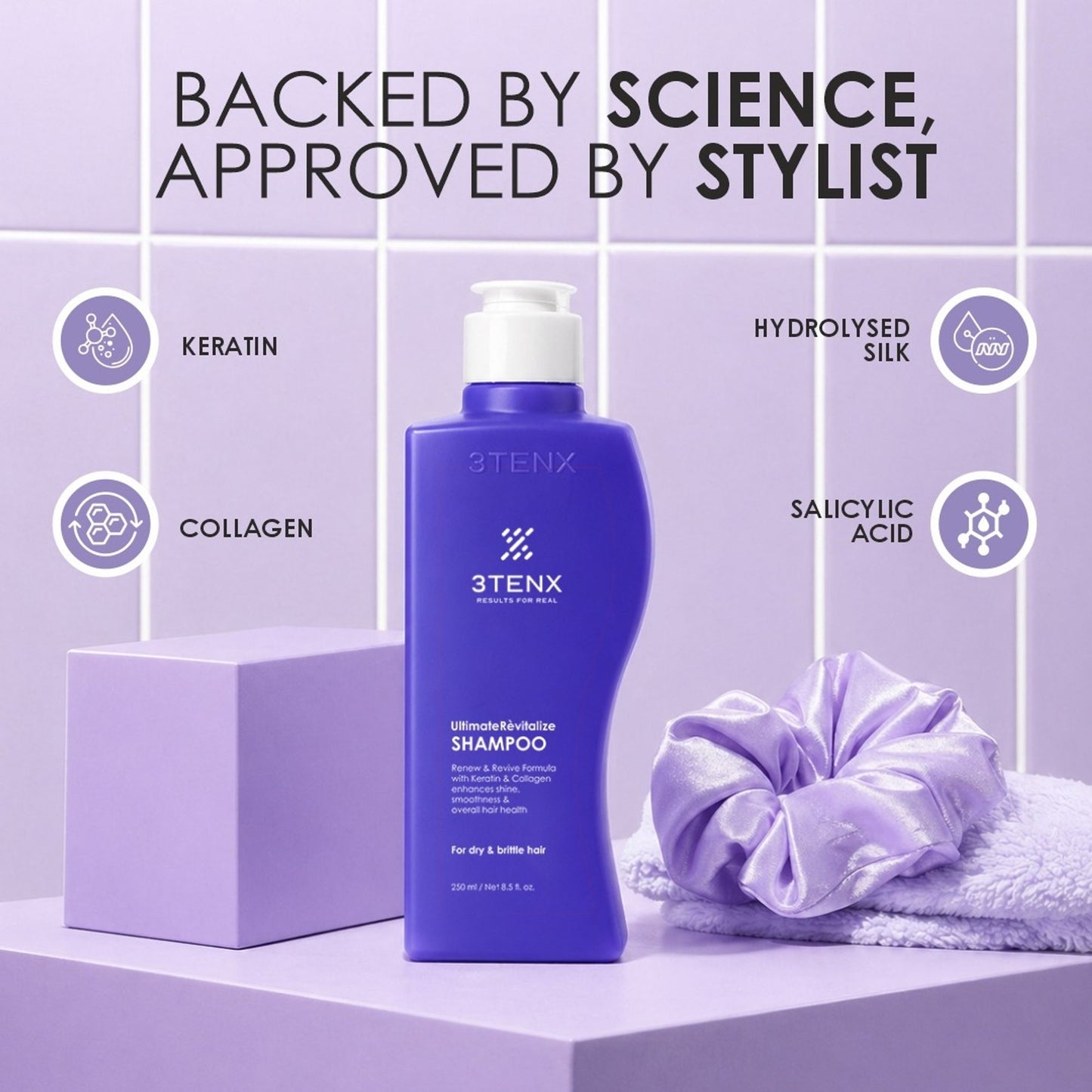 3TENX UltimateRevitalize Keratin Shampoo for Damaged & Frizzy Hair