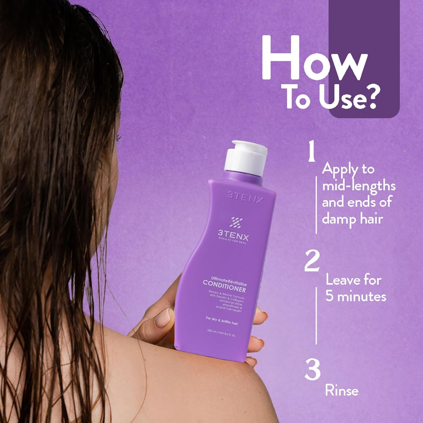 3TENX UltimateRevitalize Keratin Conditioner for Damaged & Frizzy Hair