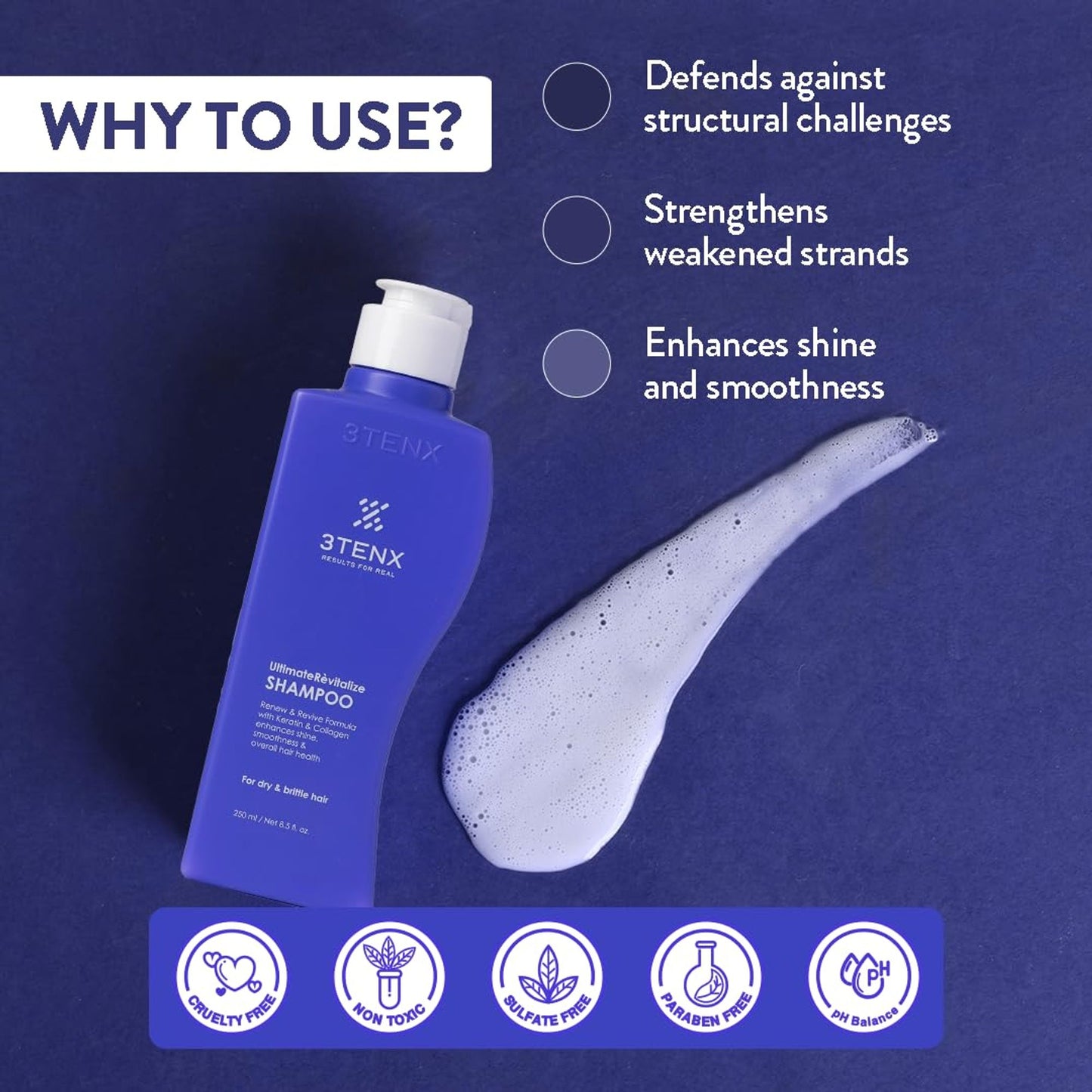 3TENX UltimateRevitalize Keratin Shampoo for Damaged & Frizzy Hair