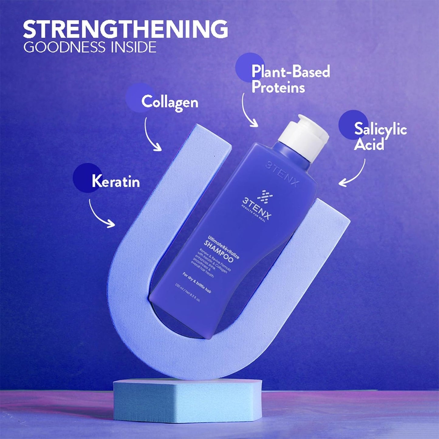 3TENX UltimateRevitalize Keratin Shampoo for Damaged & Frizzy Hair