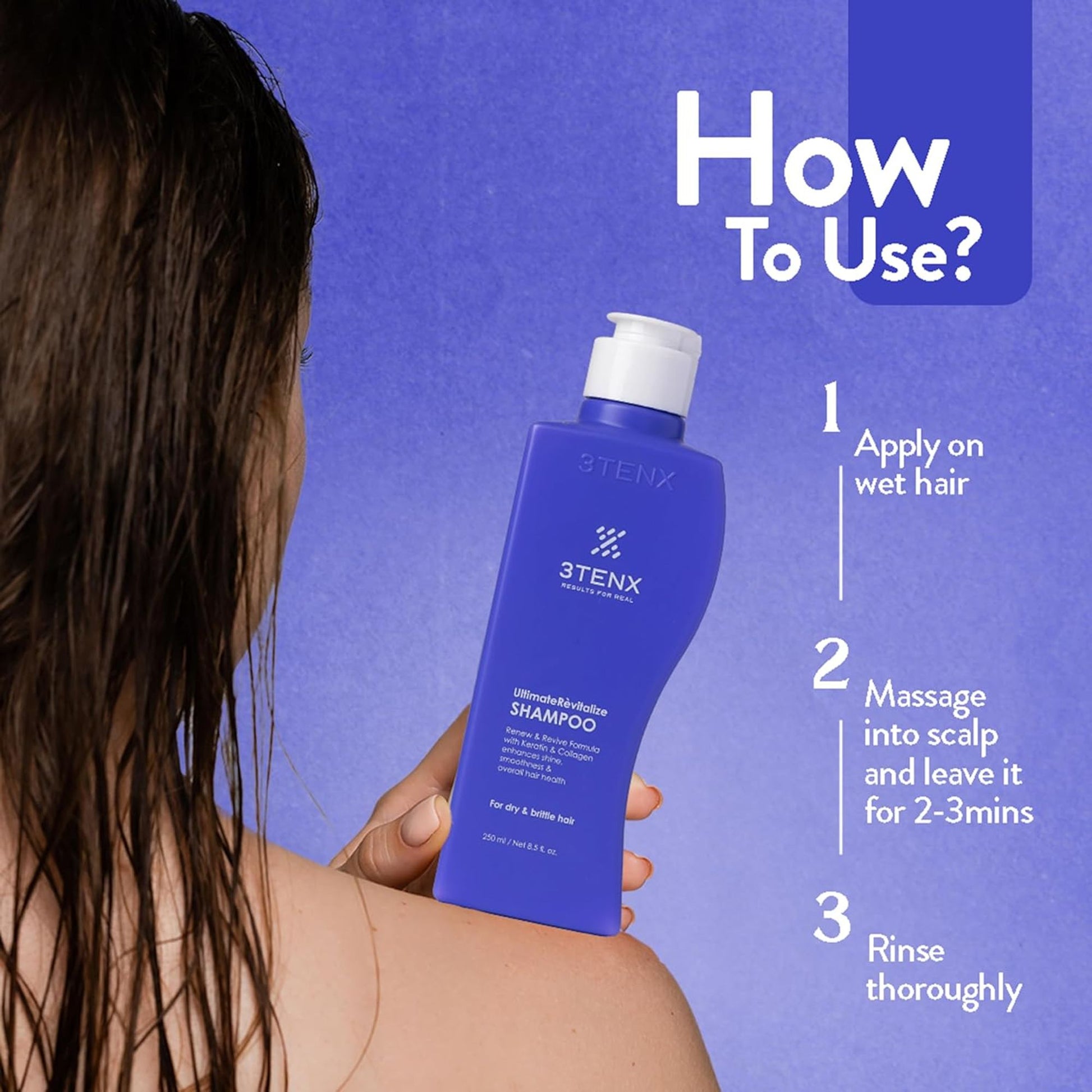 3TENX UltimateRevitalize Keratin Shampoo for Damaged & Frizzy Hair