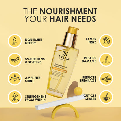 3TENX Nourishing Hair Serum for Dry & Frizzy Hair with Heat Protection