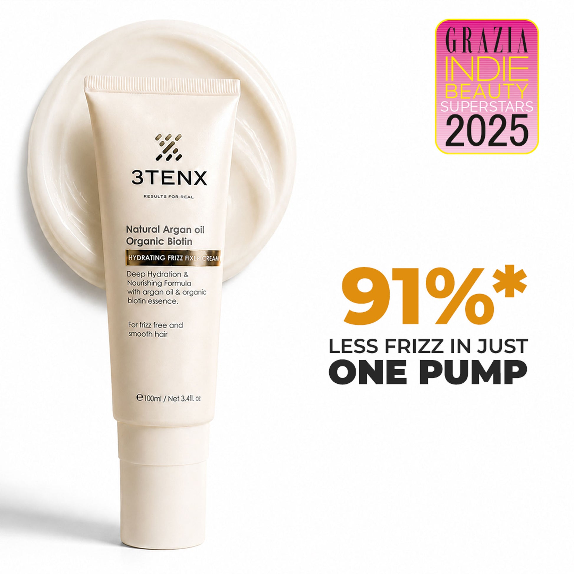 3TENX Hydrating Frizz Fixer Cream for Smooth, Frizz-Free Hair