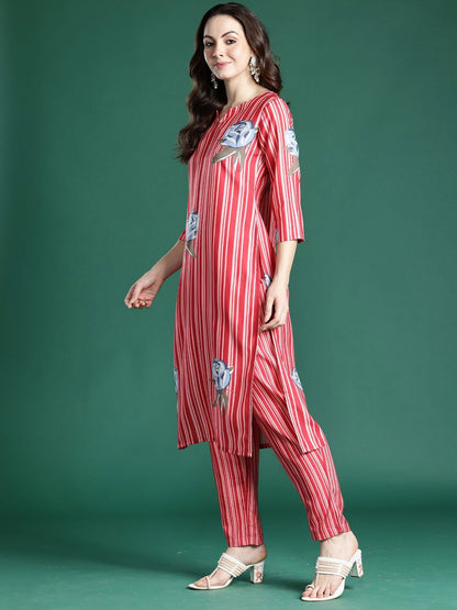 Indyancart IE Printed V-Neck Tunic With Trousers Co-Ords