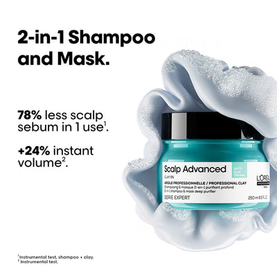 L’Oréal Professionnel Scalp Advanced Anti-Oiliness 2-In-1 Shampoo & Mask for Very Oily Scalp