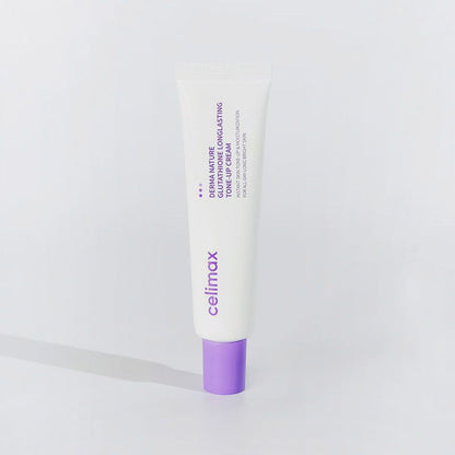 Celimax Derma Nature Glutathione Tone-Up Cream jar showing brightening skincare with a clean, minimalist design and product label.