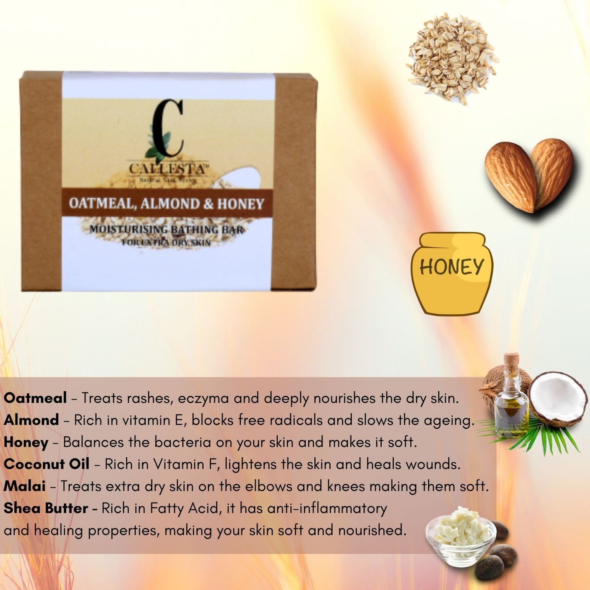Callesta Oatmeal, Almond And Honey Handmade Soap